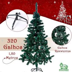 Arvore De Natal 1,80 Metros 320 Galhos Pinheiro Pé De Metal