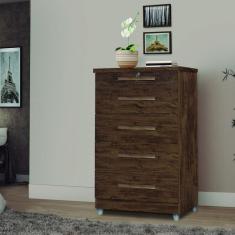Cômoda 5 Gavetas Emas Móveis Primus Amêndoa Wood