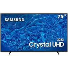 Smart TV 75" Crystal UHD 4K Samsung 75BU8000, Painel Dynamic Crystal Color, Design slim, Tela sem limites, Alexa built in, Controle Remoto Único