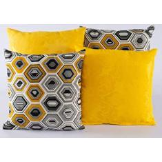 Kit Com 4 Capas Para Almofadas Decorativas De Sofá 40x40 Amarelo