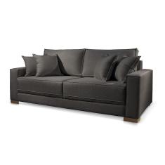 Sofá 3 Lugares Fixo Living Hotello Linho Preto 2,2m