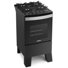 Fogão 4 Bocas Itatiaia Itaglass Plus Vidro Com Trempe de Ferro e Acendimento Automático Preto Fosco