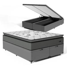 Cama Box Baú com Colchão Resistence Espuma D33 Pillow Top Queen 158cm