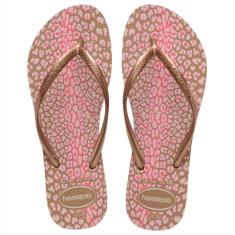 Chinelo Havaianas Slim Animals Rose Gold