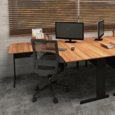 Escrivaninha p/ Escritório em L 160cm x 60cm Pés metal F5 - F5 Office 