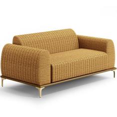 Sofá 3 Lugares Para Sala de Estar Molino 210cm D02 Base Castanho Pés D