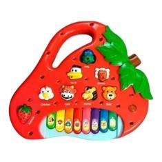 Brinquedo Piano Teclado Infantil Bichos Musical Moranguinho - DM TOYS