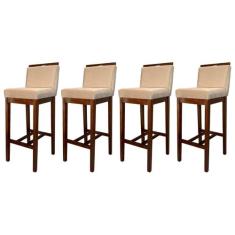 Kit 4 Banquetas Alta Estofadas para Bancada Líbia Madeira Capuccino Su