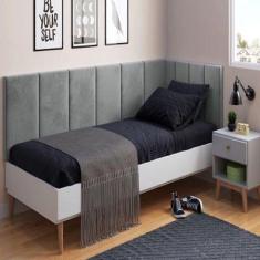Conjunto de Cabeceira Painel Modulada Cama Box Laura II Solteiro 0,90 