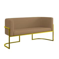 Sofá 2 Lugares Veludo com Base de Metal Dourada Recepção - B BALAQUI D