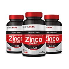 Kit 3 Zinco Quelato 500mg Clinic Mais 30 Cápsulas