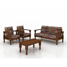 Conjunto de sofá madeira maciça  3 e 1 e 1 lugares com almofadas cor i