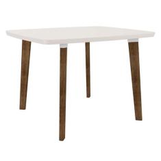 Mesa de Jantar Jade 4 lugares Pés Oblongo Off White com Vidro - RV Móv