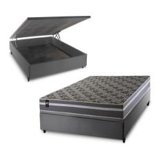 Conjunto Box Baú Miami Cinza 138x188x69 Espuma D33 - King House
