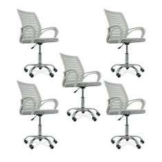 Kit 5 Cadeiras de Escritório Secretaria Diretor Roma Ergonômica - Bran