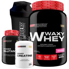 KIT Waxy Whey 900g + Creatina 100g + Glutamina 100g + Coqueteleira - Bodybuilders-Unissex