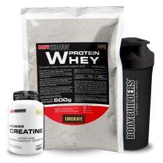 Kit Whey Protein 500g + Power Creatina 100g + Coqueteleira - BodyBuilders-Unissex