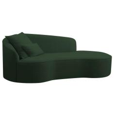 Divã Recamier Curvo Sala De Estar Recepção Inglaterra 150cm Lado Direito Linho - Adj Decor Cor Verde
