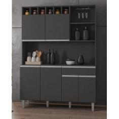 Armário Para Cozinha Kit Alice com Nichos Cinza Fosco Ajl - AJL 