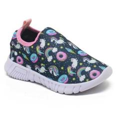 Tênis Infantil Escolar Calce Facil Leve Confortável Unicornio Arco-iris-Feminino