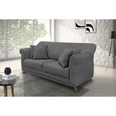 Sofá 2 Lugares 180cm Suede Arras Cinza - Spezzia Decor