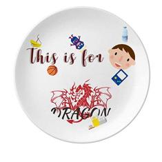 Dragon Animal Myth Wings Prato de porcelana East West Jantar Prato Redondo Masculino