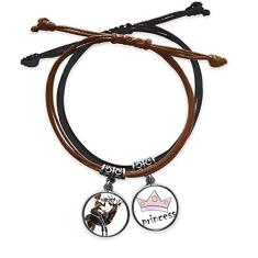 DIYthinker Pulseira feminina negra aborígene africana com corrente de mão e pulseira de princesa de couro