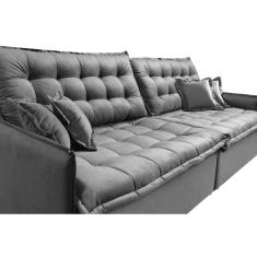 Sofá Sem Caixa Retrátil Reclinável 2,95m Cama inBox Versátil. com Pillow Top e Molas Velusoft