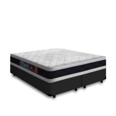 Cama Box Super King + Colchão De Espuma D45 Castor Black White Double Face 193x203x62cm
