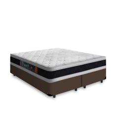 Cama Box Super King + Colchão De Espuma D45 Castor Black White Double Face 193x203x62cm