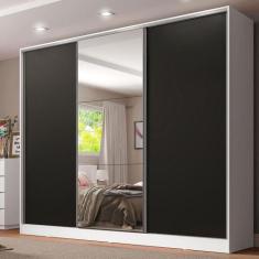 Guarda Roupa Casal 100% MDF Madesa Royale 3 Portas de Correr com Espel