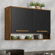 Armário De Cozinha 2 Portas 1m - Quarta Divisão Móveis, Castanho/onix