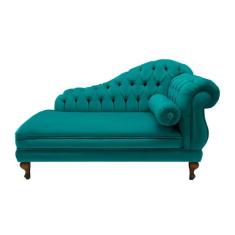 Divã Recamier Namoradeira Larissa 150cm Suede Azul Turquesa - LM DECOR