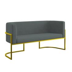 Sofá Namoradeira 2 Lugares Moderna Base Metal Gold Balaqui Cinza