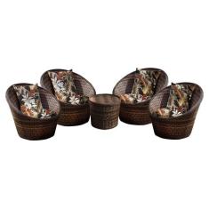 Conjunto de Poltronas Fibra Sintética Bola - 4 Poltronas + 1 Mesa Cent