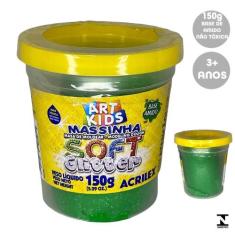 Massinha De Modelar Soft Glitter Acrilex Não Tóxica Verde - Acrilex - 