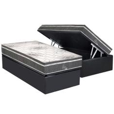 Conjunto Box Baú Solteiro: Colchão Molas Polar Superlastic Safira + Base Crc Suede Gray (88x188)