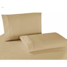 Lençol King Size 3 Peças Elástico E Ponto Palito 40Cm Avelã