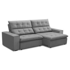 Sofá 3 Lugares Retrátil e Reclinável Palermo Veludo Prata