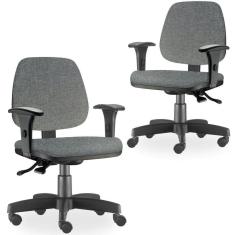 Kit 02 Cadeiras De Escritório Job L02 Cinza Escuro
