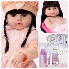 Boneca Bebe Reborn Morena Princesa Olho Castanho Pode Banho - Cegonha 