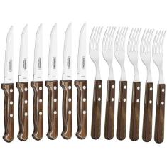 Conjunto de Talheres Tramontina 12 Peças - Jumbo Polywood, Castanho, 1