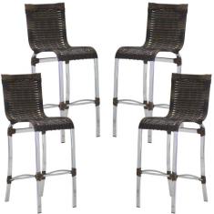 Kit 4 Banquetas em Alumínio e Fibra Sintética Haiti Para Cozinha, Edíc