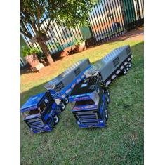 Brinquedo Miniatura carreta caminhão Lona (MDF) - kroll E Kroll, Preto