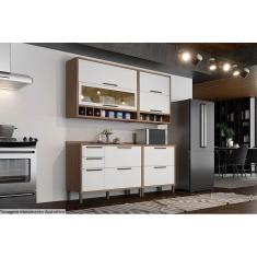 Cozinha Modulada Completa Syrah 4 Peças (2 Armários + 2 Balcões) C4P04 Sevilha/Branco - Ronipa