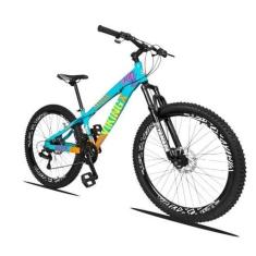 Bicicleta aro 26 Vikingx Azul Laranja 21v Câmbios Shimano Aro Vmaxx