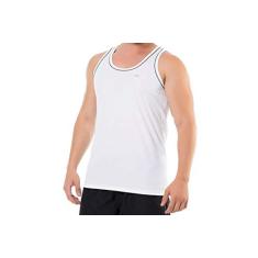 Camiseta regata masculina leve e confortável 100% poliéster (M, Branco)