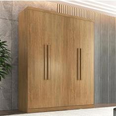 Guarda Roupa Solteiro 4 Portas 3 Gavetas Mdf Amsterdã Rufato Imbuia