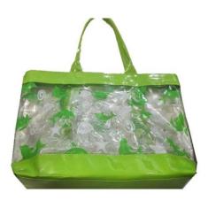 Bolsa De Praia Transparente C/ Alca E Estampa De Golfinho - OEM, Verme