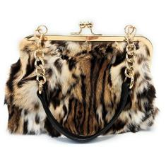 Bolsas de mão luxuosas para noite - pele genuína de raposa, coelho e vison com estampas chiques, Multi, Small